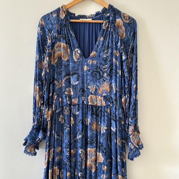 Spell Wild Blossom Blue Floral Maxi Dress XS Boho Cottagecore - Picture 5 of 9
